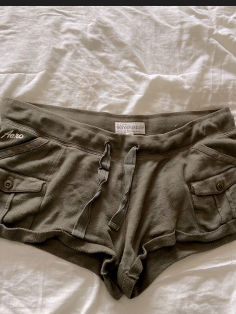 Aeropostale Women's Vintage Olive Green Drawstring Shorts